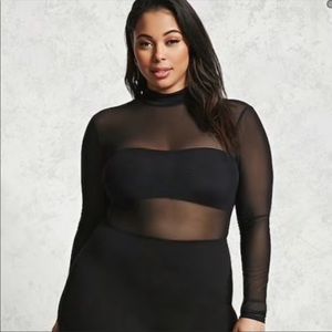 Forever 21 Mesh Jumpsuit - Black